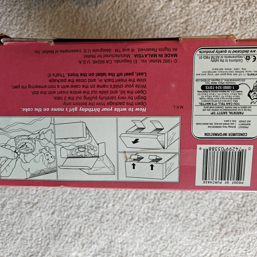 Mattel 1992 Barbie Birthday Party Barbie Doll